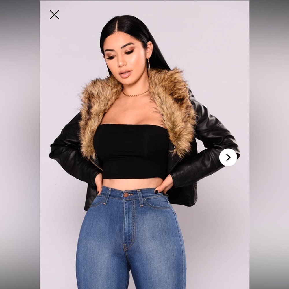 Fashion Nova faux fur/leather jacket , size medium, color black